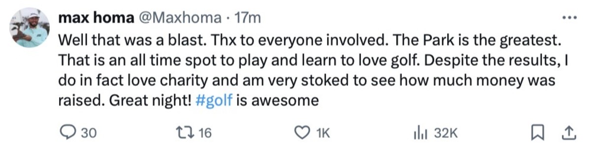Max Homa tweet